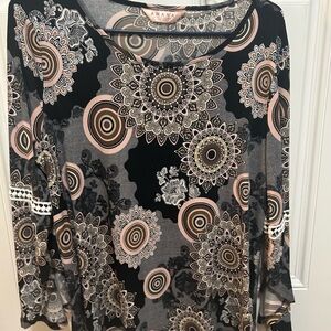 Amiana Black and Pink Mandala Women's Blouse